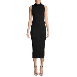 NAADAM Woman's Rib-Knit Sz (S) Cashmere Turtleneck Tank Dress Minimalist Black
